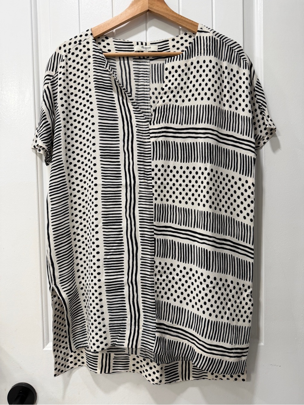Madewell Black and White Mixed Stripe & Dot Tunic
